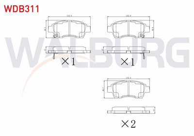 WALBURG WDB311 Brake Pad Front with Wear Indicator Toyota Yaris (_Cp10) 1.0i 1999-2005 / Yaris (_Cp10) 1.3i 1999 — Brake Pads