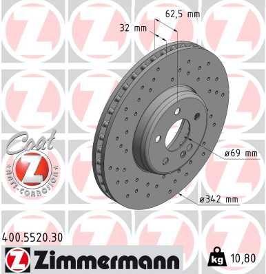 Zimmermann 400.5520.30 Brake Disc Front Mercedes W205 S205 C205 A205 W213 S213 C238 — Brake Rotors & Drums