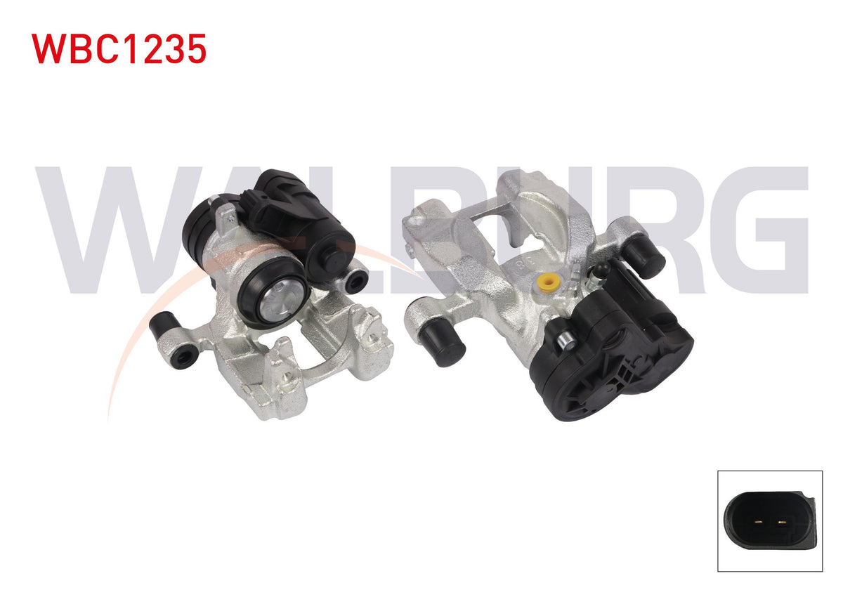 WALBURG WBC1235 Brake Caliper Electronic Right Rear Piston 38mm Disc 300mm Audi A3 2012-/ A3 Cabrio 2016-/ A3 Sportback 2012-/ Golf VII 2012 - 1 Piece