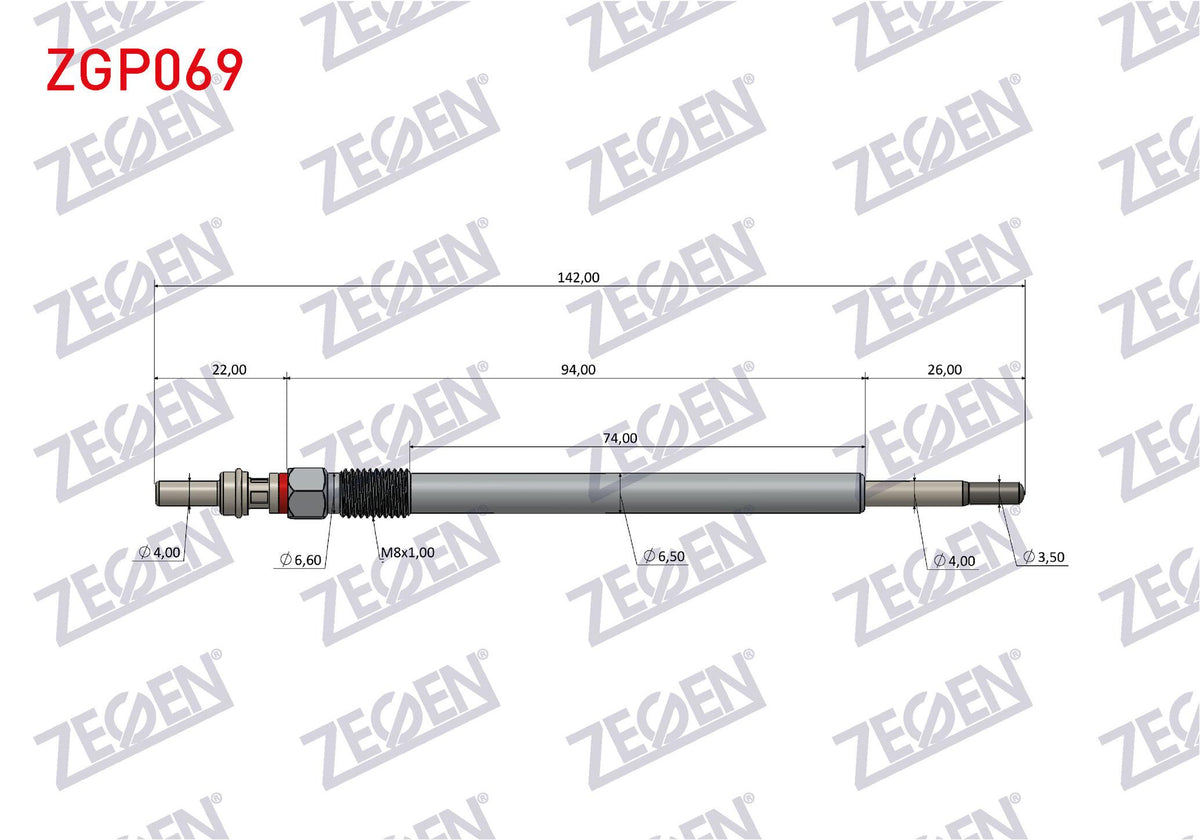 Zegen ZGP069 Glow Plug 5V Ford Focus 1.5 TDCi Euro 6 2017-/ Connect 2017-/ Kuga III 2019-/ Puma 2019-/ Peugeo — Coils & Plugs
