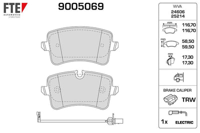 Fte 9005069 Rear Brake Pad A6 (4G2) A6 Avant (4G5) 2, 8 FSI / 2 and 3 more models — Brake Pads