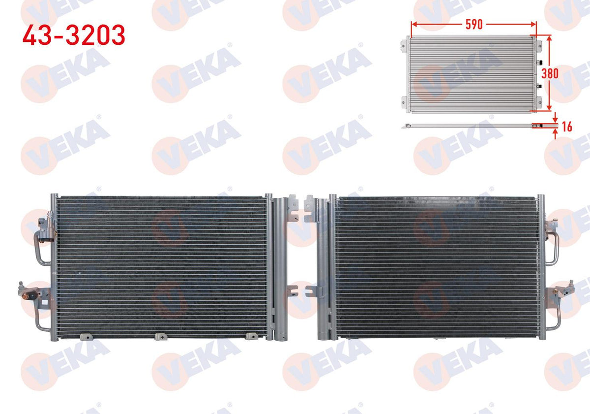 Veka 43-3203 A/C Condenser Opel Astra H 1.4i 2004-2010 — Condensers & Evaporators