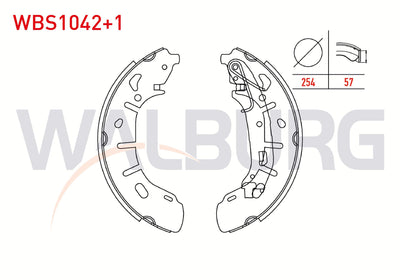 WALBURG WBS1042+1 Brake Shoe Rear + 1mm Daha Thick Fiat Doblo (152 — Brake Cables & Hardware