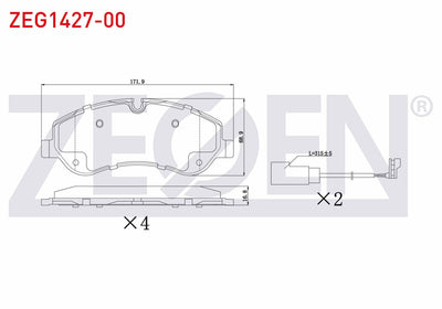 Zegen ZEG1427-00 Brake Pad Front with Connector Ford Transit Custom (V362) 2.2 TDCi 2012-/Transit (V363) 2.2 TDC — Brake Pads