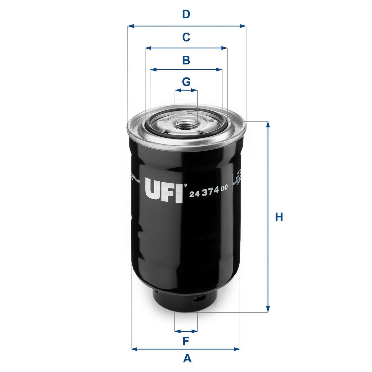 Ufi 24.374.00 Fuel Filter Hilux/Hiace/Land Cruiser Prado/Ranger/BT-50/L200