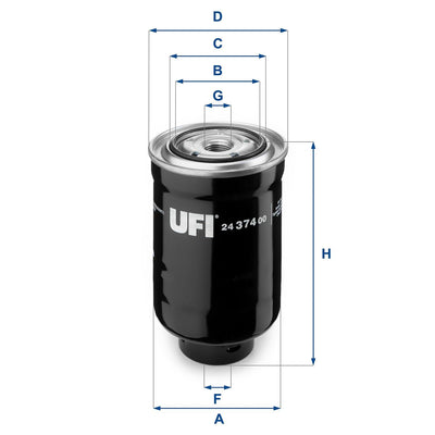 Ufi 24.374.00 Fuel Filter Hilux/Hiace/Land Cruiser Prado/Ranger/BT-50/L200
