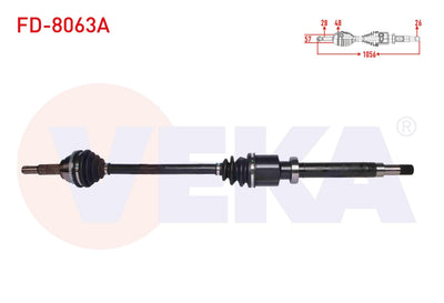 Veka FD-8063A Complete Axle Right Front Ford Transit (V184) 2.0 TDCi (Front Cekıs) ABS li 48 Outer Length 1056 mm 2000-2006