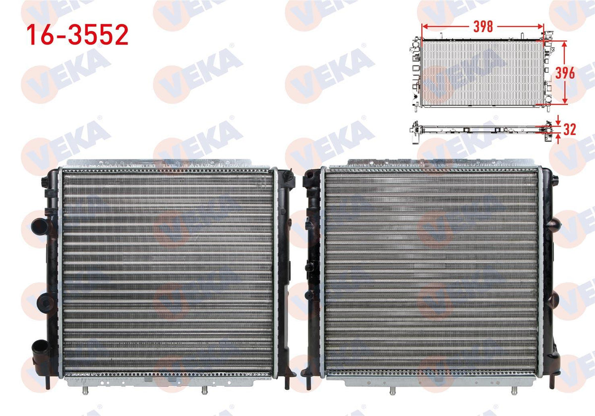 Veka 16-3552 Water Radiator Mechanical Renault R9 (L42) 1.4E Injection 1985-2000 — Radiators & Fans