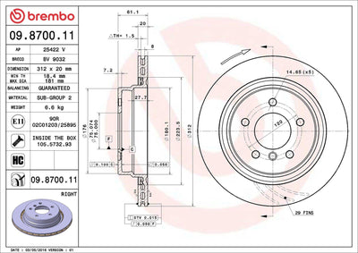 Brembo 09.8700.11 Brake Disc Rear UV Coated BMW E36 M3 92 > — Brake Rotors & Drums