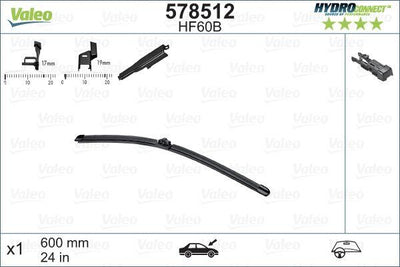 Valeo 578512 Wiper Blade Front 60Cm Peugeot 307 C4 1.6 2.0 16V — Wipers