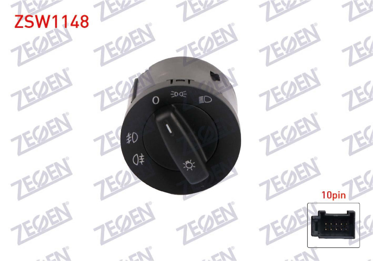 Zegen ZSW1148 Headlight Switch 10 Pin Volkswagen Caddy III-Golf V-Jetta III 2003-2015