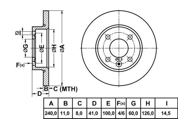 MGA 50163 Brake Disc Front Straight 240-4 (Opel: Corsa C 00-09) — Brake Rotors & Drums