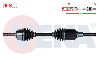Veka CH-8005 Complete Axle Left Front Chevrolet Cruze (J300) 1.6 A-T Length 640mm 2009-2014 — Axles, CV Joints & Boots