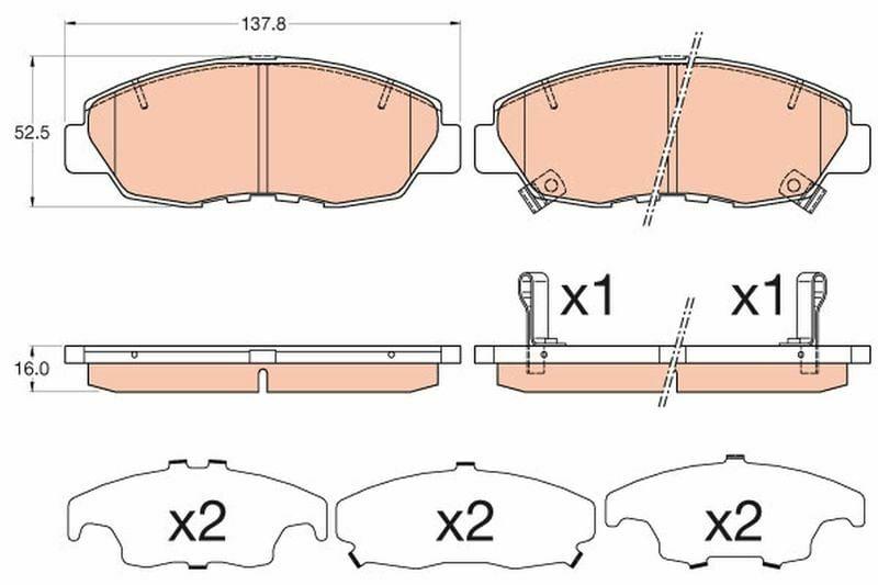 TRW GDB3609 Front Brake Pad Set - Brake Pads for Accord 90-95