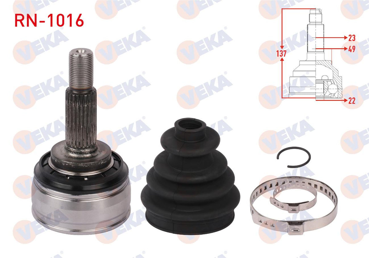 Veka RN-1016 CV Joint Right Front Outer Length 137mm Dacia Logan (Ls) 1.5 dCi 2004-2012