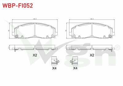 WGN WBP-FI052 Brake Pad with Wear Indicator Front Fiat Freemont (Jf) 2.0 Mjt 2011 — Brake Pads