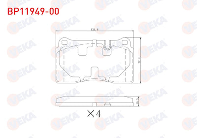 Veka BP11949-00 Brake Pad Front VW Touareg 2.5 TDI 2004-2010-3.0 TDI 2004-2018-3.2 2002-2006 / Seat Leon 2.0 TDI — Brake Pads