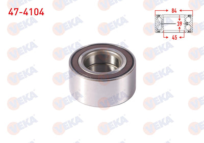 Veka 47-4104 Front Wheel Bearing Left-Right ABS Okuyuculu 45X84x39 Suzuki Vitara 1.4i-1.6i 2015-/ Sx4 1.6 20 — Wheel Bearings
