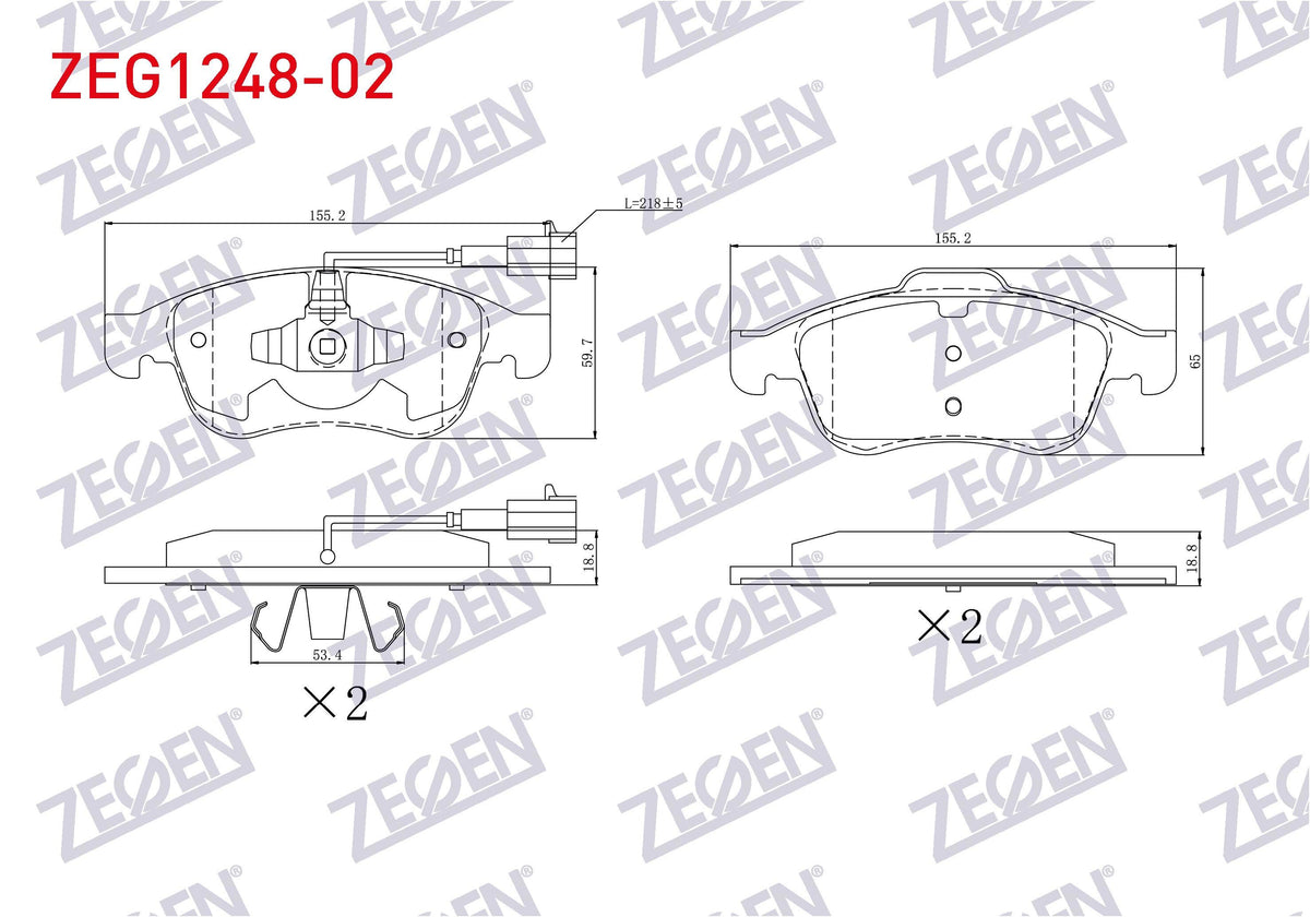 Zegen ZEG1248-02 Brake Pad Front Pair with Connector Alfa Romeo Giulietta (940) 1.4 Tb 2010-/ Giulietta (940) 1. — Brake Pads