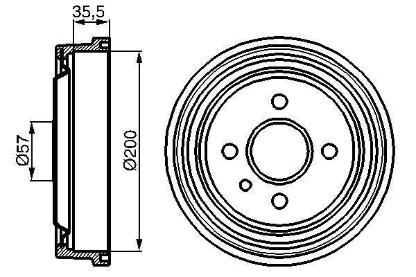 Bosch 0986477021 Brake Drum Opel Astra F Vectra A Thin Type — Brake Rotors & Drums