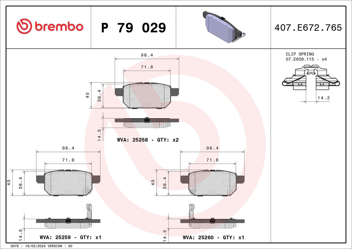 Brembo P79029 Brake Pad Brake Rear Suzuki Swift Baleno Sx-Cross Vitara Low-Met