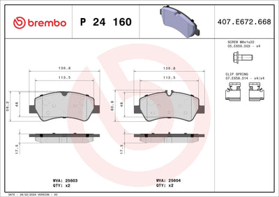 Brembo P24160 Rear Brake Pad Set Ford Tourneo Custom-Transit Custom 2.2 TDCi 12 — Brake Pads
