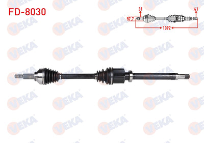Veka FD-8030 Complete Axle Right Front Length 1092mm Ford Tourneo Custom (V362) Short Chassis 2.2 — Axles, CV Joints & Boots