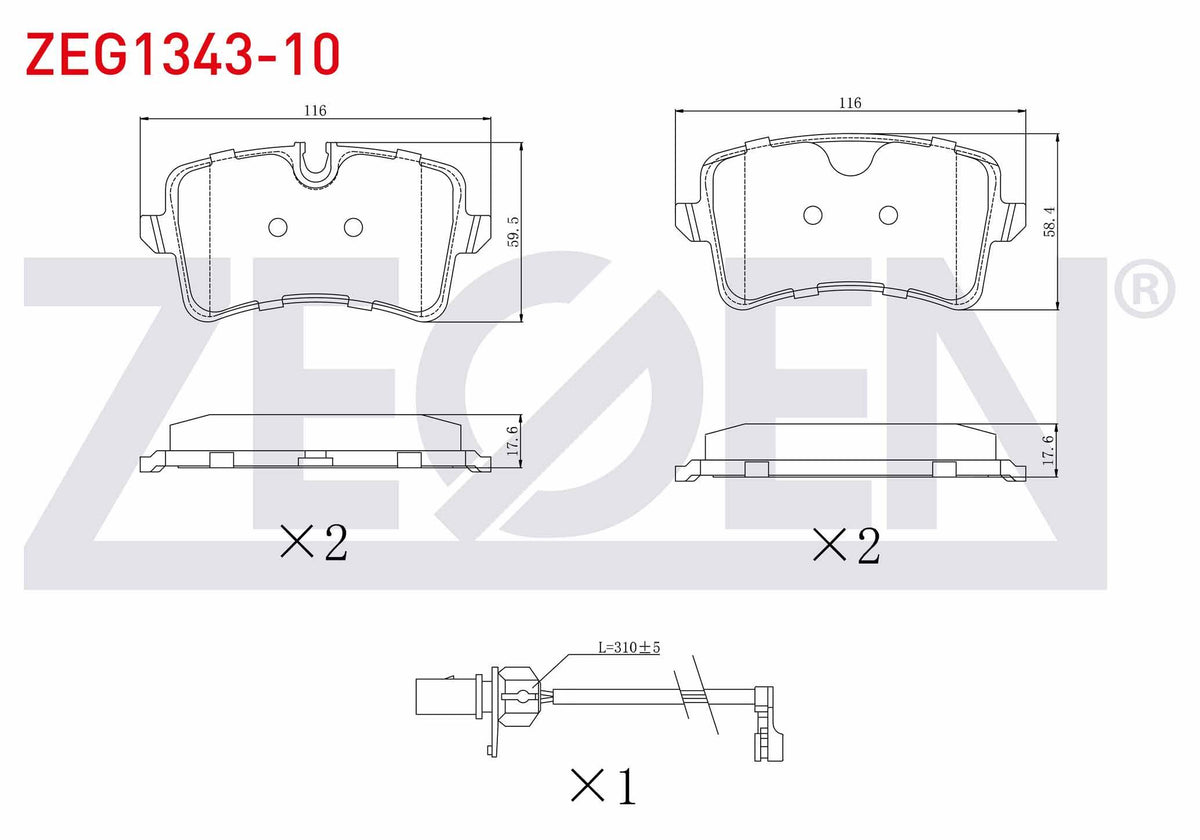 Zegen ZEG1343-10 Brake Pad Rear with Connector Audi A6 (4G2 — Brake Pads
