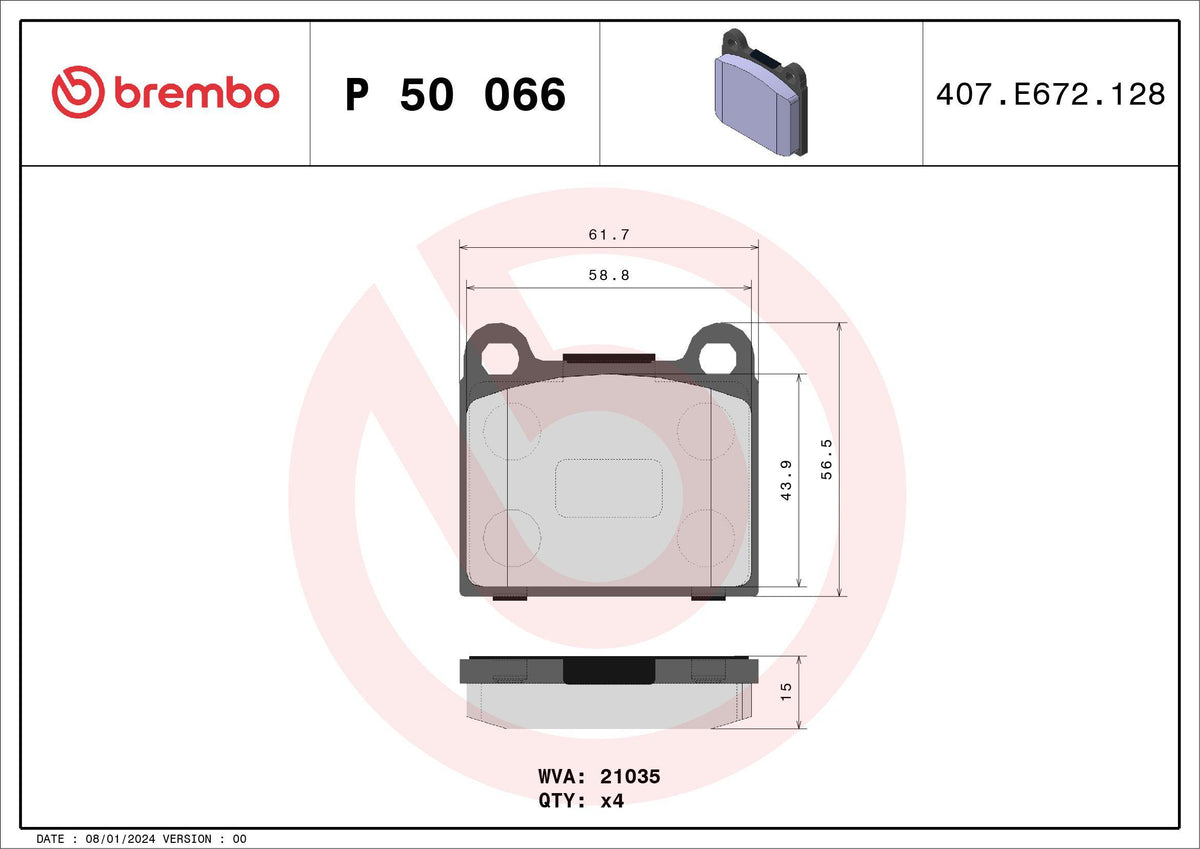 Brembo P50066 Brake Pad Rear Low-Met Opel — Brake Pads