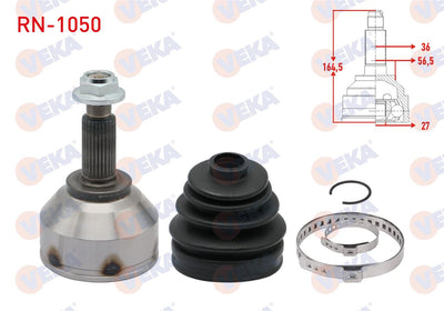 Veka RN-1050 CV Joint Left-Right Front Outer Renault Traffic II (Fl) 2.0 dCi 27X36x56 — Axles, CV Joints & Boots