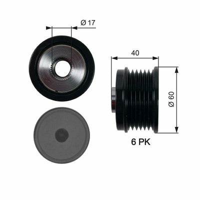 GATES Alternator Pulley OAP7153 for Vitara SX4 1.6-2.0 Mjt-Ddis — Starting & Charging