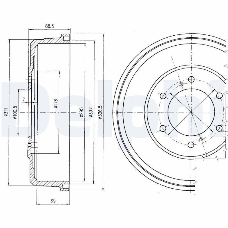 Delphi BF461 Brake Drum Infiniti Qx 4 97-Navara 97-04 Patfınder 97-04 Pick Up D22 98-05 (295×60) — Brake Rotors & Drums