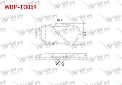 WGN WBP-TO059 Brake Pad Front Toyota Camry (_V30) 2.4 Vvt-I 2001-2006 / Camry (_V30) 2.4 Vvt-I 2001-2006 / Camry — Brake Pads