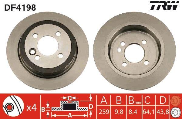 TRW DF4198 Rear Brake Disc Mini Cooper/One R50-R56 01- — Brake Rotors & Drums