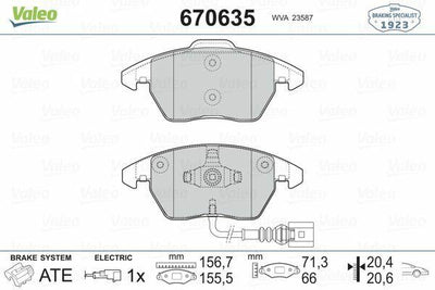 VALEO 670635 Front Brake Pads - Caddy Golf & Touran
