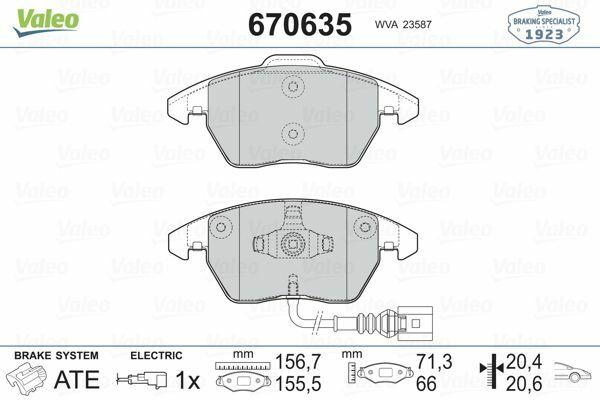 VALEO 670635 Front Brake Pads - Caddy Golf & Touran
