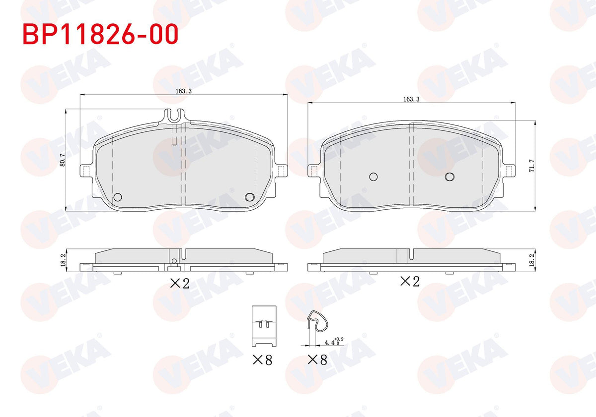 Veka BP11826-00 Brake Pad Front with Wear Indicator Mercedes A Series (W177) 2018-/ CLA (C118) 2019 — Brake Pads