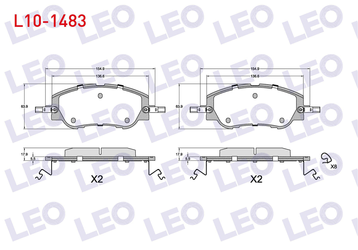 LEO L10-1483 Brake Pad Front Peugeot 208 II 2019-/2008 II 2019-/Citroen C4 III 2020-/C4 X 2022 — Brake Pads