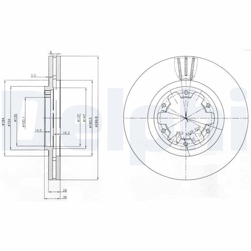 Delphi BG3972 Brake Disc (Twin Pack), Drilled — Brake Rotors & Drums
