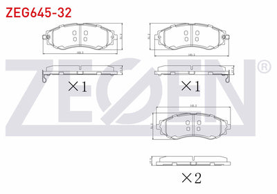 Zegen ZEG645-32 Brake Pad Front Chevrolet Evanda (V200) 2.0i 2003-2006 — Brake Pads