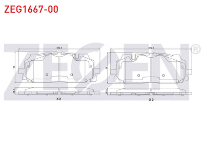 Zegen ZEG1667-00 Brake Pad Front Audi Q7 (4M) 3.0 TDI 2015-/ Q7 (4M) 3.0 TFSI 2015-/ A4 (8W2,B9) 2.0 TDI 2015 — Brake Pads