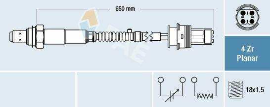 FAE Lambda Sensor 77249 - Universal Replacement Sensor for 203 / 211 / 164 111 / 271 / 272 / 611 / 646 — Oxygen & Air-Fuel