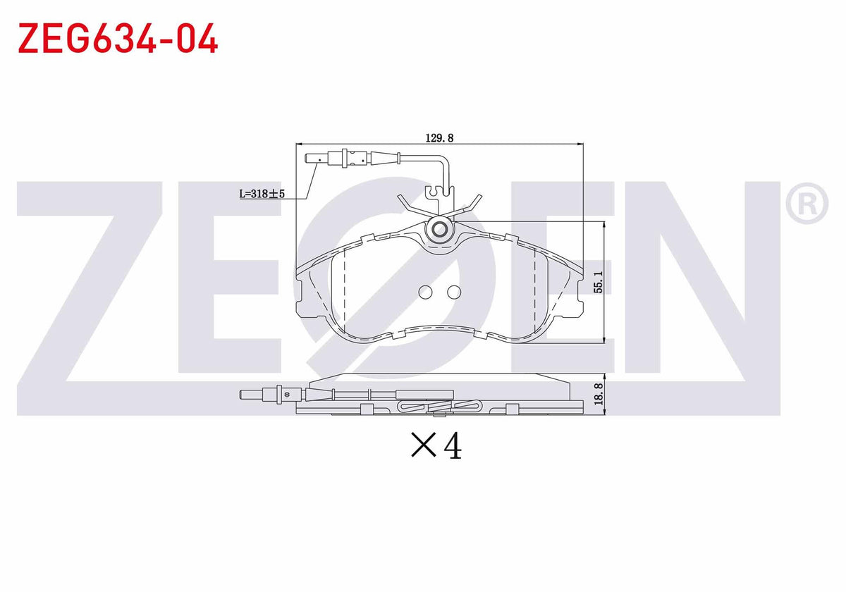 Zegen ZEG634-04 Brake Pad Front with Connector Peugeot Partner 1.9 D 1996-2008 / Partner 2.0 HDi 1996-2008 / 306 — Brake Pads