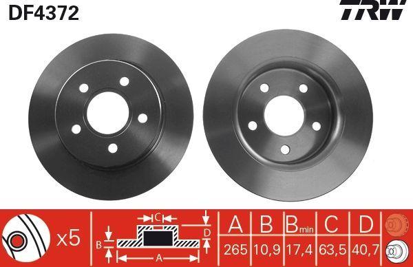 TRW DF4372 Rear Brake Disc - Performance for Ford C-Max & Focus — Brake Rotors & Drums