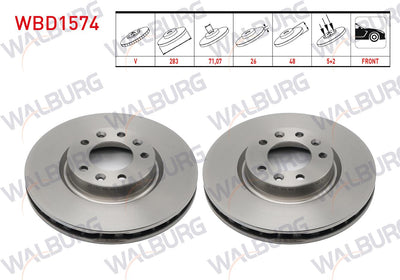 WALBURG WBD1574 Brake Disc Front Air 5 Bjn 283X26x71 — Brake Rotors & Drums