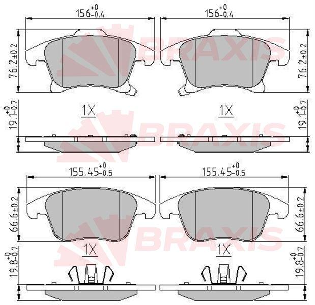 BRAXIS AA0646 Front Brake Pad Galaxy S Max 15 / > Mondeo IV 14 / > 16 Rim 1,5 2.0 Eco Boost / 2,0Tdci — Brake Pads