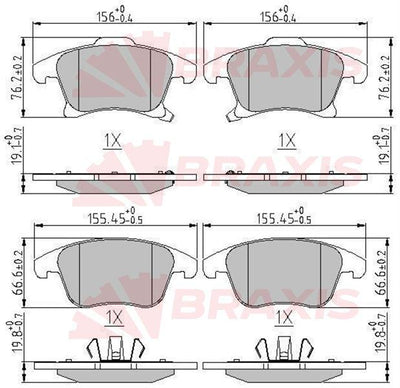 BRAXIS AA0646 Front Brake Pad Galaxy S Max 15 / > Mondeo IV 14 / > 16 Rim 1,5 2.0 Eco Boost / 2,0Tdci — Brake Pads
