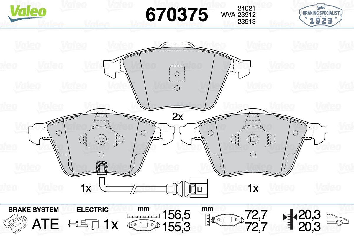 Valeo 670375 Brake Pad Front VW Golf VI Scirocco 2.0 FSI 2.0 TDI — Brake Pads