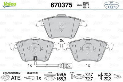 Valeo 670375 Brake Pad Front VW Golf VI Scirocco 2.0 FSI 2.0 TDI — Brake Pads