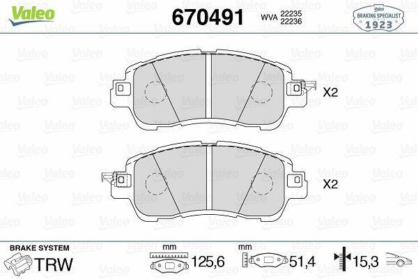 VALEO 670491 Front Brake Pads